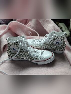 Spiked Converse With Chains. Great Condition. Womens Size 8.5